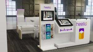 غرفه سازی چوبی شرکت هیلو نمایشگاه تلکامپ تهران